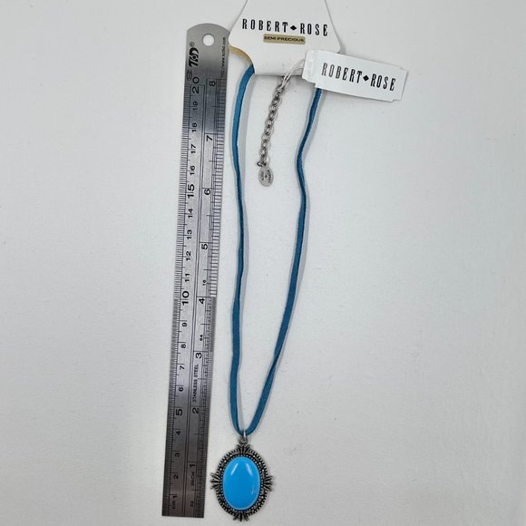 NWT - Robert Rose - Turquoise Color Semi Precious Stone Pendant 16” Necklace - Picture 4 of 9